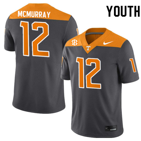 Youth #12 Jalen McMurray Tennessee Volunteers College Football Jerseys Stitched-Anthracite